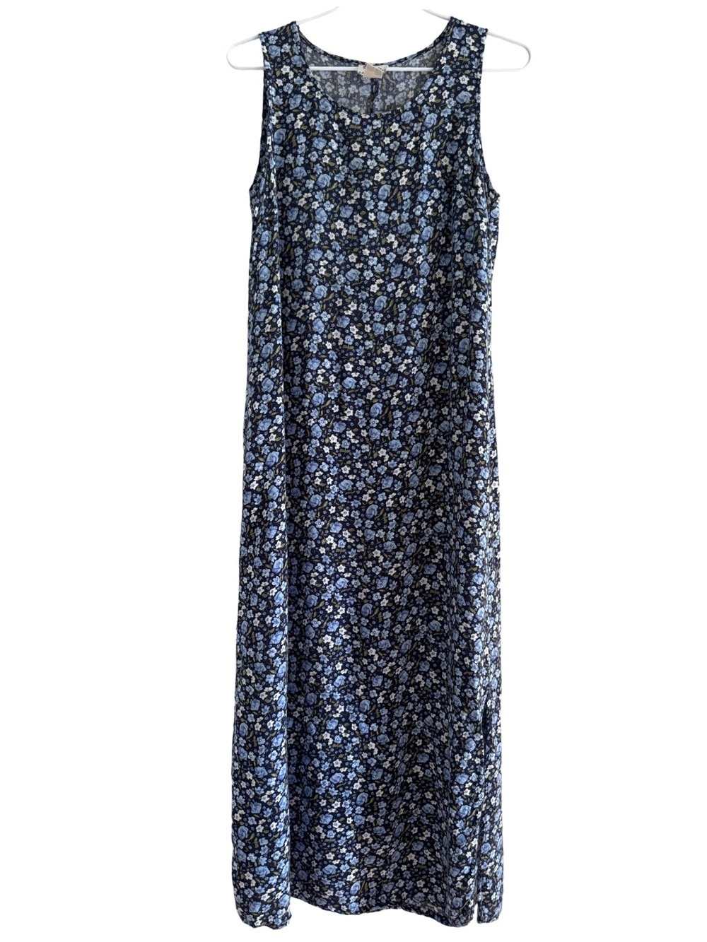 Vintage 90s Ease Sport Blue Floral Maxi Shirt Dress Size 6